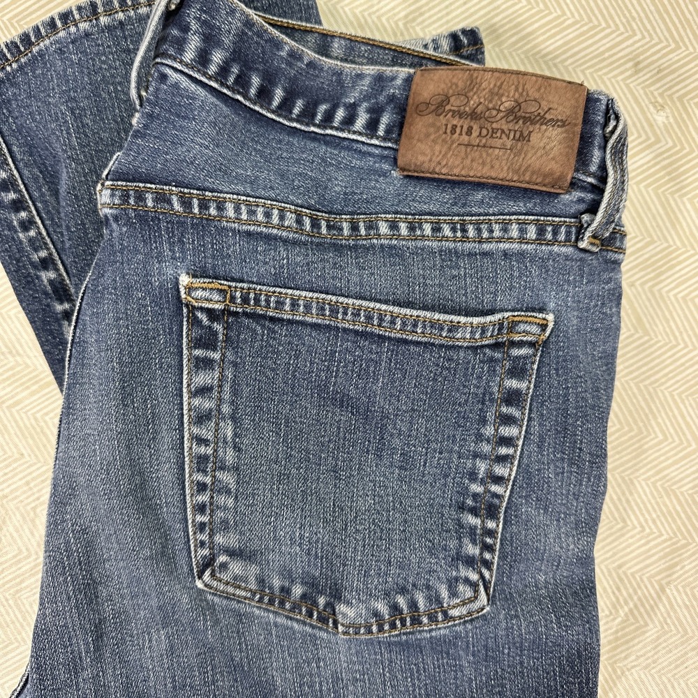 Brooks Brothers Jeans Mens 34x29.5 Dark Blue Denim 1818 Straight Fit Made in USA
